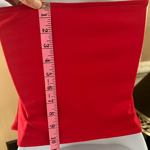 CACHE Red stretch strapless Crop Top L - Picture 4 of 11